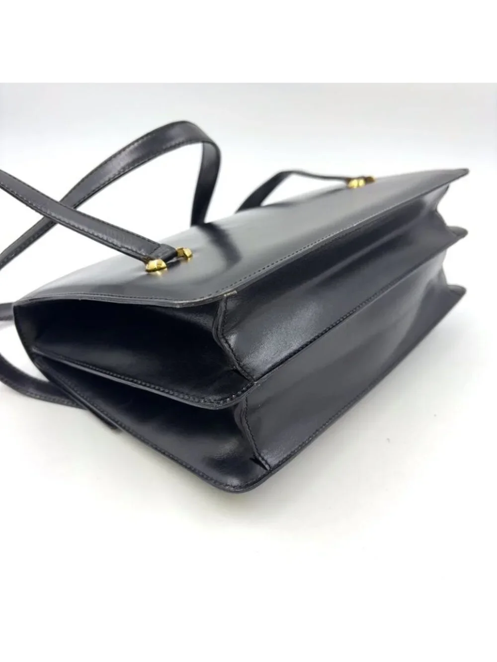 ★SOLD★ Celine Triomphe Leather Black Handbag Gold - Picture 7 of 15